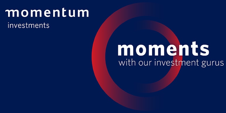 Momentum Investments-branded banner for the webinar ‘moments with our investment gurus’