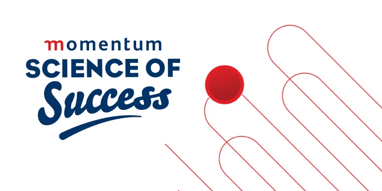 #ScienceIsASuccess. Momentum branded image with Science of Success logo and icons.